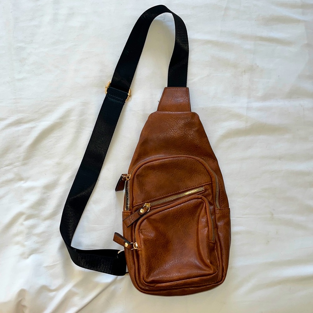 Faux Leather Brown Backpack